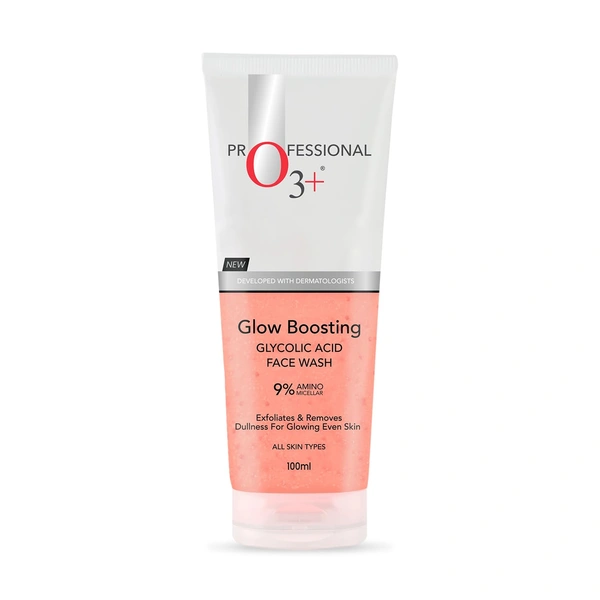 O3+ Professional Face Wash Glycolic Acid Glow Boosting & Brightening 100ml | Radiant Skin, Smooth Texture, Deep Cleanse for All Skin Type