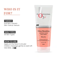O3+ Professional Face Wash Glycolic Acid Glow Boosting & Brightening 100ml | Radiant Skin, Smooth Texture, Deep Cleanse for All Skin Type