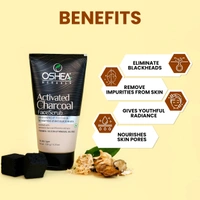 Oshea Herbals Activated Charcoal Face Scrub 120g | Deep Cleansing & Blackhead Removal | Skin Detox & Paraben-Free | Antioxidant-Rich Exfoliator for All Skin Types
