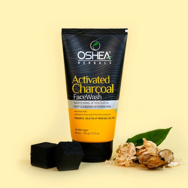 Oshea Herbals Activated Charcoal Face Wash 120g | Deep Cleansing & Oil Control | Blackhead Removal | Skin Brightening & Hydration for Fresh | Clear & Radiant Skin
