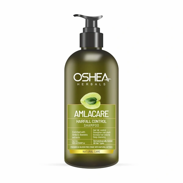Oshea Herbals Amlacare Hairfall Control Shampoo 500ml | With Amla & Aloe Vera Extracts | Strengthens Roots, Reduces Hairfall & Dandruff | Herbal Daily Care for Men & Women