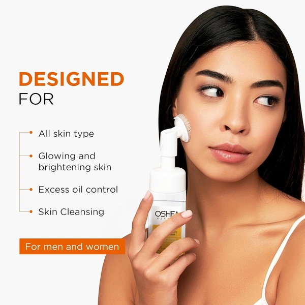Oshea Herbals Brightening & Illuminating Foaming Facewash 150ml | Vitamin C & Grapefruit Extract | Removes Impurities, Deep Cleansing, Radiant Glow for All Skin Types