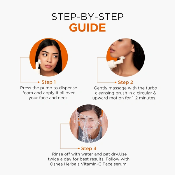 Oshea Herbals Brightening & Illuminating Foaming Facewash for All Skin Types 150ml| Deep Cleansing Formula Removes Impurities & Dullness | Enriched with Vitamin C & Grapefruit Extract