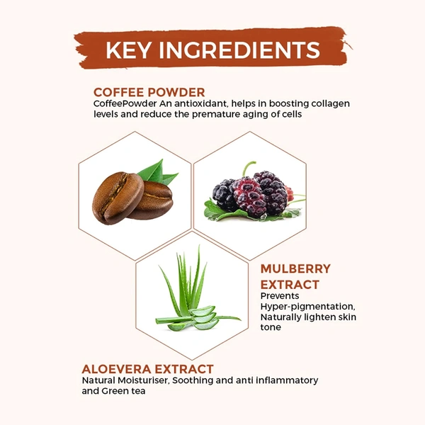 Oshea Herbals Cafeine Pro Coffee Face Mask 120g | Enriched with Coffee Seed Oil & Mulberry Extracts | Removes Dead Cells, Excess Oil, Brightens & Purifies Skin