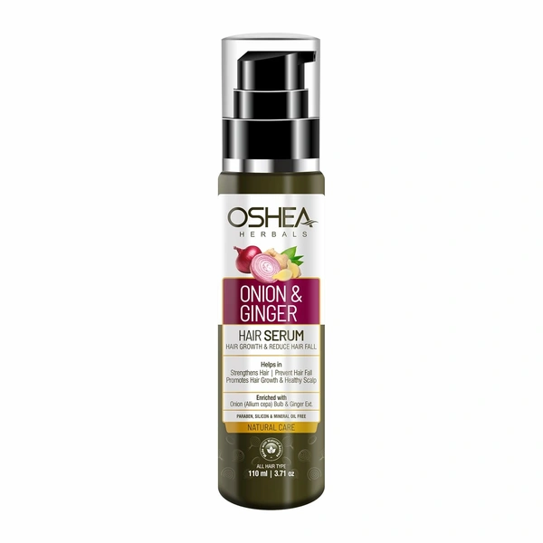 Oshea Herbals Natural Hair Growth Serum 110 ml, with Onion Bulb & Ginger Extracts | Strengthens Hair & Prevents Hair Fall | Promotes Growth for Healthy Scalp & Fuller Strands