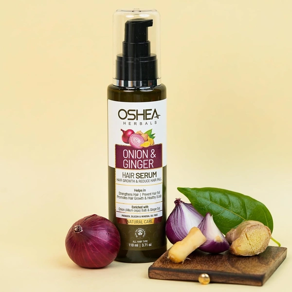 Oshea Herbals Natural Hair Growth Serum 110 ml, with Onion Bulb & Ginger Extracts | Strengthens Hair & Prevents Hair Fall | Promotes Growth for Healthy Scalp & Fuller Strands