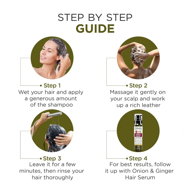 Oshea Herbals Natural Hair Growth Shampoo 300ml | With Onion Bulb & Ginger Extract | Controls Hairfall, Deep Nourishment & Promotes Healthy Hair Growth | Men & Women