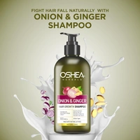 Oshea Herbals Natural Hair Growth Shampoo 300ml | With Onion Bulb & Ginger Extract | Controls Hairfall, Deep Nourishment & Promotes Healthy Hair Growth | Men & Women