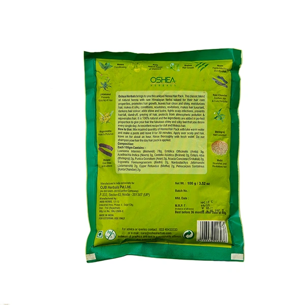 Oshea Herbals Natural Henna Hair Pack 100g | Brown Shade Darkens Greys | Nourishes & Strengthens Hair | Enriched with Mehandi | Neem & Amla for Healthy Growth