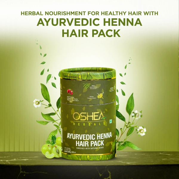 Oshea Herbals Natural Henna Hair Pack 250 g | Brown Shade Darkens Greys | Nourishes & Strengthens Hair | Enriched with Mehandi | Neem & Amla for Healthy Growth