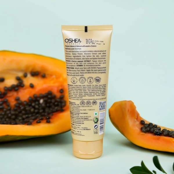 Oshea Herbals Papayaclean Anti Blemish Face Pack for All Skin Types 100g | Cleansingh & Purrification | Gives Flawless Complexion | Reduces breakouts | Prevents acne & irritation