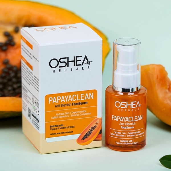 Oshea Herbals Papayaclean Anti Blemish Serum 50ml | Enriched with Papaya Extract & Vitamin E | Smooth & Radiant for skin |Hydrate & pigmentation | Reduce Dark Spots & Blemishesh