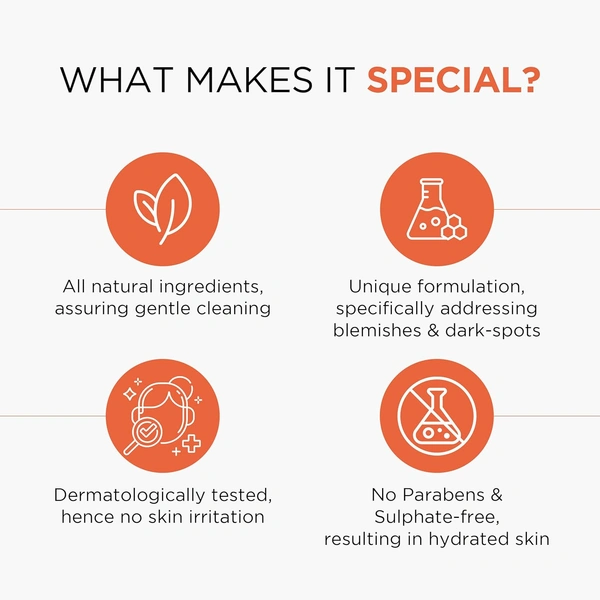 Oshea Herbals Papayaclean Anti Blemishes Face Wash 50gm | Enriched with Papaya & Vitamin E | Removes dark spost, Reduces Blemishes & Pigmentation For All Skin Types