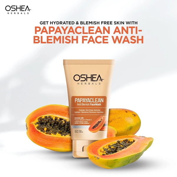 Oshea Herbals Papayaclean Anti Blemishes Face Wash 50gm | Enriched with Papaya & Vitamin E | Removes dark spost, Reduces Blemishes & Pigmentation For All Skin Types