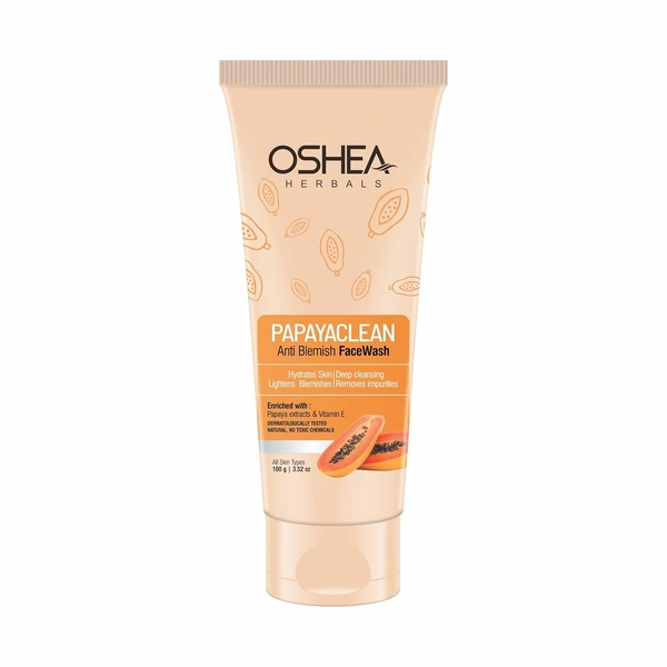 Oshea Herbals Papayaclean Anti Blemishes Face Wash 100gm | Enriched with Papaya & Vitamin E | Removes dark spost, Reduces Blemishes & Pigmentation For All Skin Types