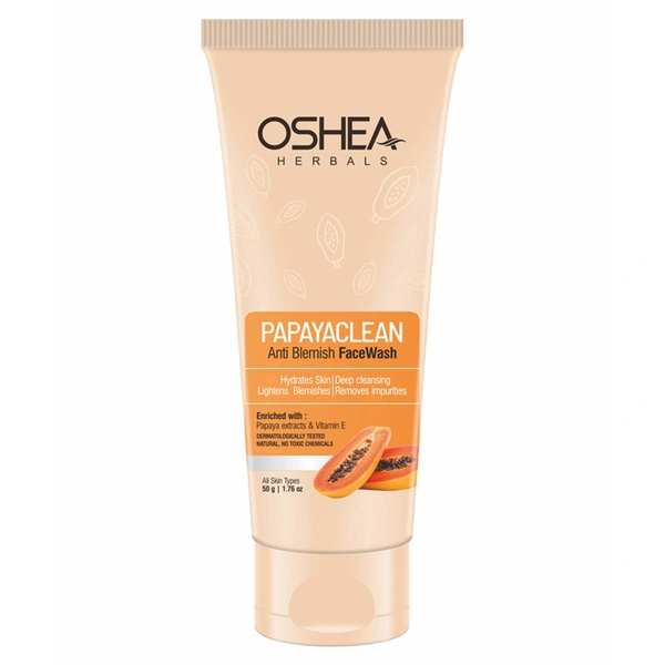 Oshea Herbals Papayaclean Anti Blemishes Face Wash 50gm | Enriched with Papaya & Vitamin E | Removes dark spost, Reduces Blemishes & Pigmentation For All Skin Types