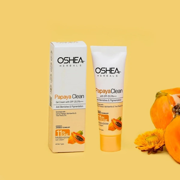 Oshea Herbals Papayaclean Multipurpose Gel Cream 18gm | Enriched with Papaya Extract & Vitamin E | Anti Blemishes & Pigmentation |Reduce Acen & Primple | Reduce Taining & Dark Spots