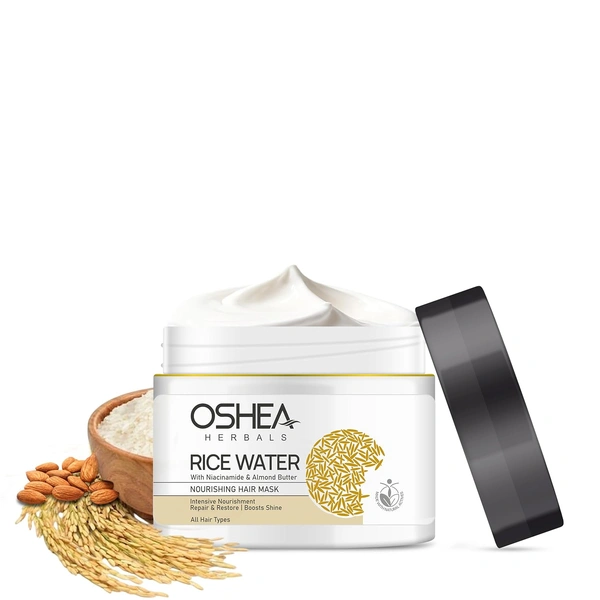 Oshea Herbals Rice Water Nourishing Hair Mask 200g | Deep Hydration & Strength | Hydrolyzed Rice Protein, Almond Butter & Niacinamide to Restore Shine & Reduce Breakage