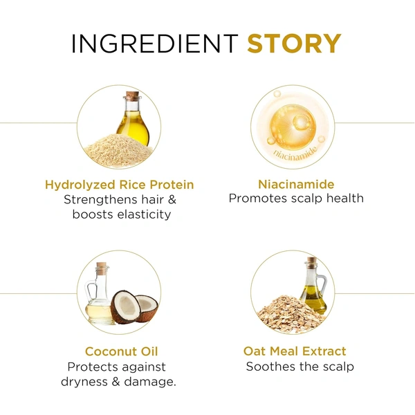 Oshea Herbals Rice Water Nourishing Shampoo 300 ml Enriched with Niacinamide, Oatmeal & Rice Water for Stronger, Smoother Hair | Deep Hydration & Repair| Controls Hair Breakage