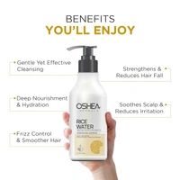 Oshea Herbals Rice Water Nourishing Shampoo 300 ml Enriched with Niacinamide, Oatmeal & Rice Water for Stronger, Smoother Hair | Deep Hydration & Repair| Controls Hair Breakage