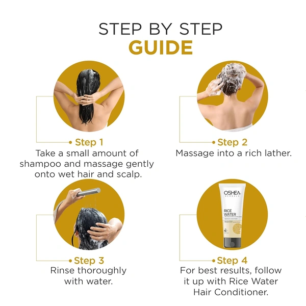 Oshea Herbals Rice Water Nourishing Shampoo 300 ml Enriched with Niacinamide, Oatmeal & Rice Water for Stronger, Smoother Hair | Deep Hydration & Repair| Controls Hair Breakage