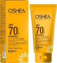 Oshea Herbals UVShield 9 in 1 Sun Block Cream SPF 70, 120ml with PA+++ | High SPF UVA & UVB Protection |Oil-Free & Hydrating | Brightening & Water-Resistant & Matte Finish Formula