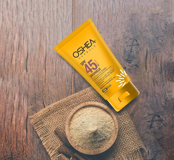 Oshea Herbals UVShield Mattifying Gel Cream SPF 45, 120gm with PA+++ | Broad-Spectrum UVA & UVB Protection | Lightweight, Oil-Free, Water-Resistant Formula | Shine-Free Finish