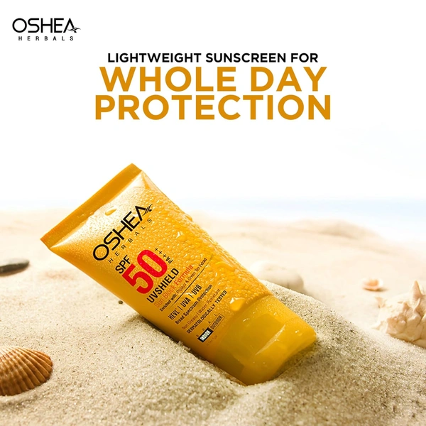 Oshea Herbals UVShield Sun Block Formula SPF 50, 120gm with PA+++ | Broad-Spectrum UVA & UVB Protection | Lightweight & Water-Resistant | Matte Finish & Non-Greasy Formula