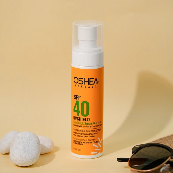 Oshea Herbals UVShield Sun Block Spray SPF 40, 120ml with PA+++ | Broad-Spectrum UVA & UVB Protection | Lightweight, Non-Greasy, Water-Resistant Formula | Easy Spray Application