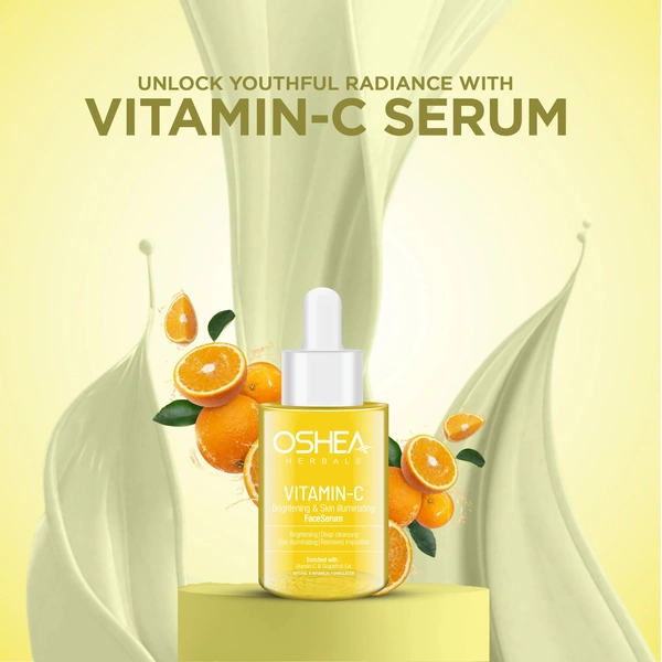 Oshea Herbals Vitamin C Brightening & Illuminating Skin Serum 120ml | Hydrates, Reduces Dark Spots & Revives Dull Skin | Enriched with Vitamin C & Natural Extracts
