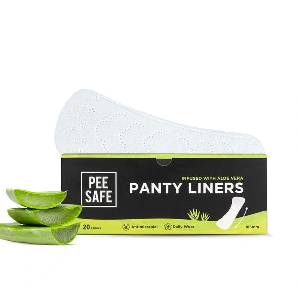 Pee Safe Aloe Vera Panty Liners for Daily Use, 20 Liners (Large Size, 185mm) | Infused with Aloe Vera for Ultimate Comfort Freshness & Protection | Soft, Breathable & Perfect for Everyday Use