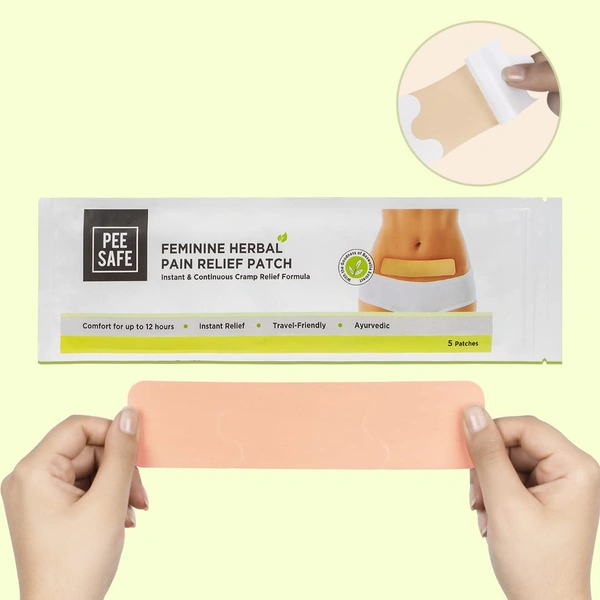 Pee Safe Feminine Herbal Pain Relief Patches (5 patches)| Natural & Pain Relief for Menstrual Discomfort | Sleek Design | No Side Effects & Comfort for Up to 12 Hours