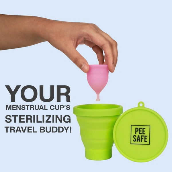 Pee Safe Reusable Menstrual Cup (Large Size) with Pouch | 100% Medical Grade Silicone | Microwavable Friendly Sterlizer| | Leak-Proof Protection & Comfortable Fit