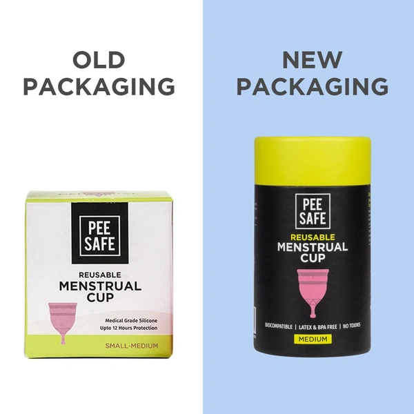 Pee Safe Reusable Menstrual Cup (Medium Size) with Pouch | Odour & Rash-Free| Ultra-Soft | 100% Medical Grade Silicone | Leak-Proof Protection for 8-10 Hours | US FDA Registered