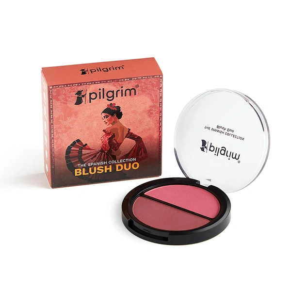 Pilgrim 2-IN-1 Blush Duo Shade Berry Beat � 03, 9g | Buildable Pigment, Blends Seamlessly for a Soft, Natural Flush of Color.