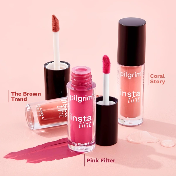 Pilgrim 3-in-1 Insta Tint - 2.5g | Multi-purpose Lip, Cheek & Eye Tint | With Goodness Of Spanish Squalane, Almond Oil, Avocado Oil And Macadamia Nut Oil | Lightweight | Long-lasting & Buildable Color | Natural Glow | Perfect for All Skin Tones | (The Brown Trend -03)