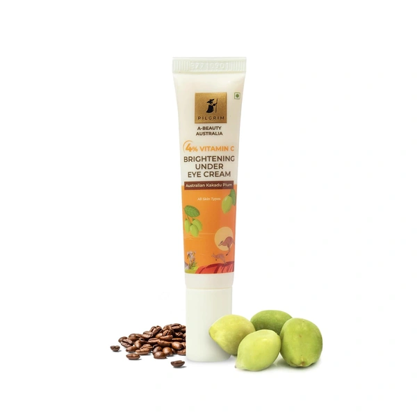Pilgrim 4% Vitamin C Brightening Under Eye Cream 15ml | With Caffeine & Kakadu Plum | Reduces Dark Circles, Puffiness & Fine Lines | Hydrating, Lightweight & Fast-Absorbing | For All Skin Types