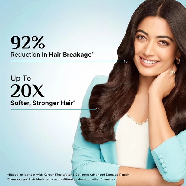 Pilgrim Advanced Damage Repair Shampoo 200ml with Korean Rice Water & Collagen for Unisex use | 17 Amino Acids, Wheat Protein & 5 Ceramides | Paraben-Free Formula for Dry, Damaged Hair