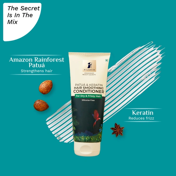 Pilgrim Amazonian Patua & Keratin Hair Smoothing Conditioner 200ml | Reduces Frizz, Softens Hair, and Restores Shine for Smooth and Manageable Locks.