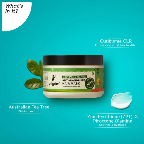 Pilgrim Australian Tea Tree Anti-Dandruff Hair Mask 200g | Soothes Scalp, Controls Dandruff, and Leaves Hair Healthy, Smooth, and Flake-Free.