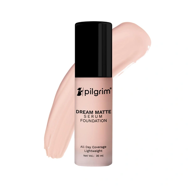Pilgrim Dream Matte Serum Foundation (110-Pure Ivory), 30ml | Matte Coverage, Buildable Formula for a Smooth, Natural Finish All Day.