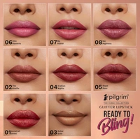 Pilgrim Glitter Lipstick Dubai luxury lifestyle 06- Chic Haseena 4.2g | Glitter-Infused Matte Finish | Enriched with Vitamin E & Olive Oil | Non-Drying & Long-Lasting | Suitable for All Skin Types