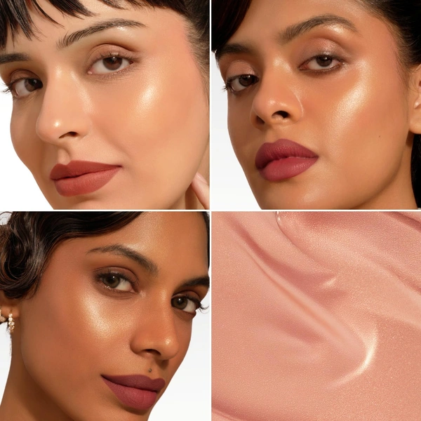 Pilgrim Glowing Delight Liquid Serum Highlighter Sunkiss Gold-01 | Illuminating Glitter Liquid Highlighter | Metal Glow Finish | Highly Pigmented Buildable Blendable Formula with French Grape Seed Oil