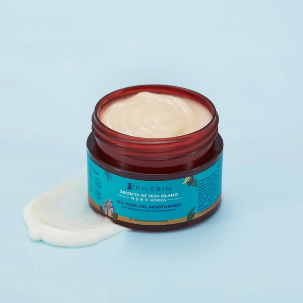 Pilgrim Moisturizer Hyaluronic Acid Oil-Free Gel, 50.0gm | Lightweight Hydration, Plumps Skin, and Controls Oil for a Smooth, Non-Greasy Finish.