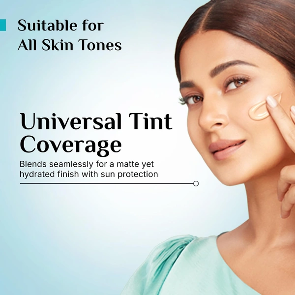 Pilgrim Korean White Lotus Tinted Sunscreen with 3% Niacinamide 50ml| SPF 50+ PA++++ | Broad Spectrum Protection | Universal Tint | Lightweight, Non-Greasy Formula