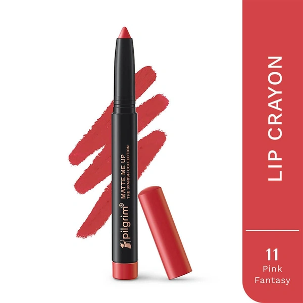 Pilgrim Lip Crayon 1.4g Matt Me Up The Spanish Collection Pink Fantasy 11 | Ultra Smooth Velvet Matte, High Pigment, Long Wear Nude Lip Crayon