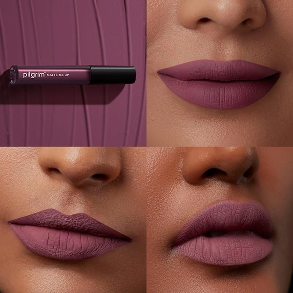 Pilgrim Liquid Matte Lipstick 06 Mauve Desire |Bold Mauve Desire Shade | Velvety Matte Finish | Long-Lasting | Smudge-Proof | Lightweight Formula for All-Day Comfort & High Pigmented Color