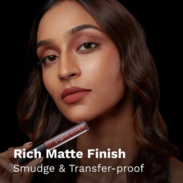 Pilgrim Liquid Matte Lipstick 09 Saucy Coral|Vibrant Coral Shade | Long-Lasting & Transfer-Proof Formula |Hyaluronic Acid & Spanish Squalane | Comfortable Matte Finish