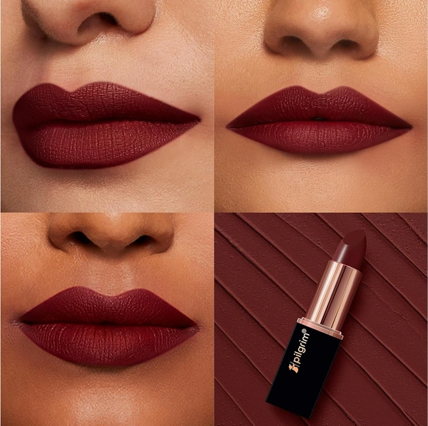 Pilgrim Matte Bullet Lipstick (Burgundy Blaze 24)|Intense, Bold Burgundy Color | Velvety Matte Finish & Long-Lasting | Transferproof & Smudgeproof for All-Day Wear