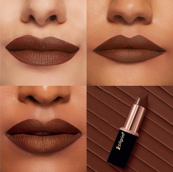 Pilgrim Matte Bullet Lipstick (Chocolate Tease 32)|Rich Chocolate Shade |Velvety Matte Finish | Transferproof, Smudgeproof | Long-Lasting & Comfortable for All-Day Wear